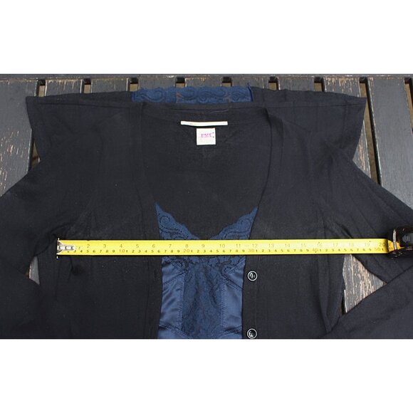 Nolita - "2 in 1" Cotton Cashmere Sweater Dress, Black + Blue Lace Inset, Large - Picture 5 of 9